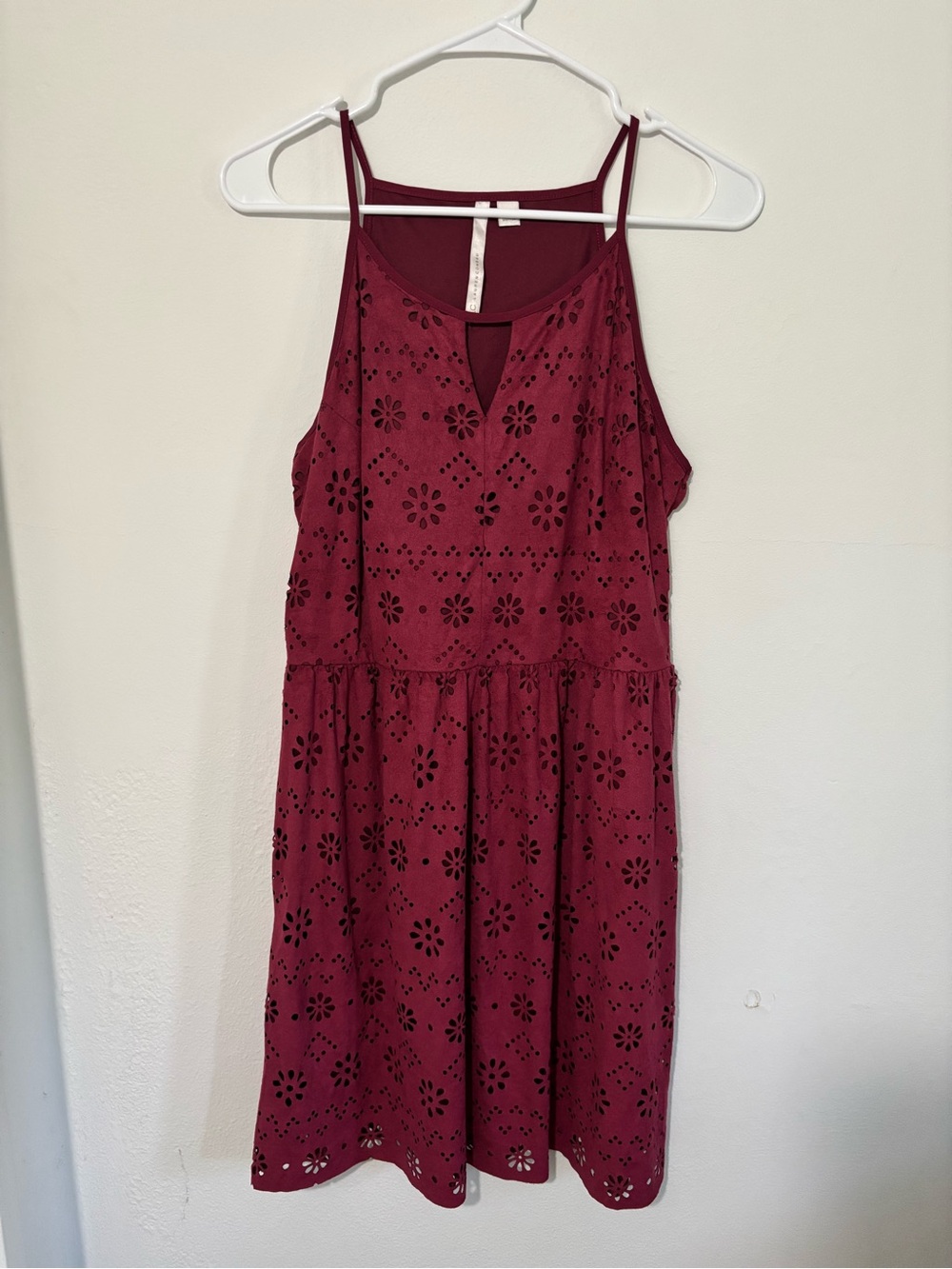 LC Lauren Conrad Wine Eyelet Midi Dress